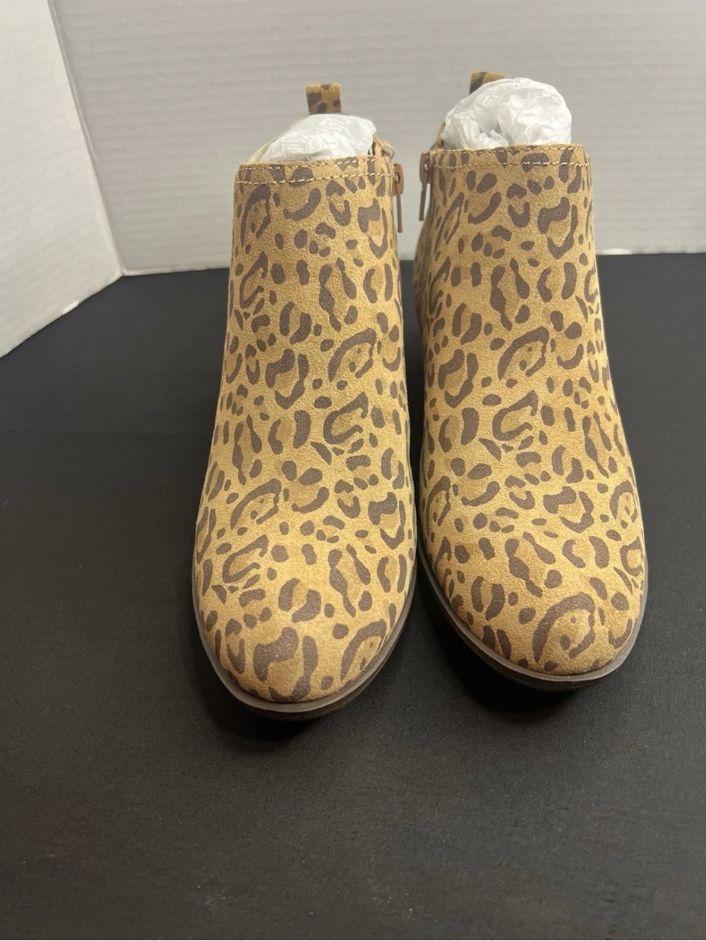 Lucky Brand Leopard Print Ankle Booties in Tan and Brown